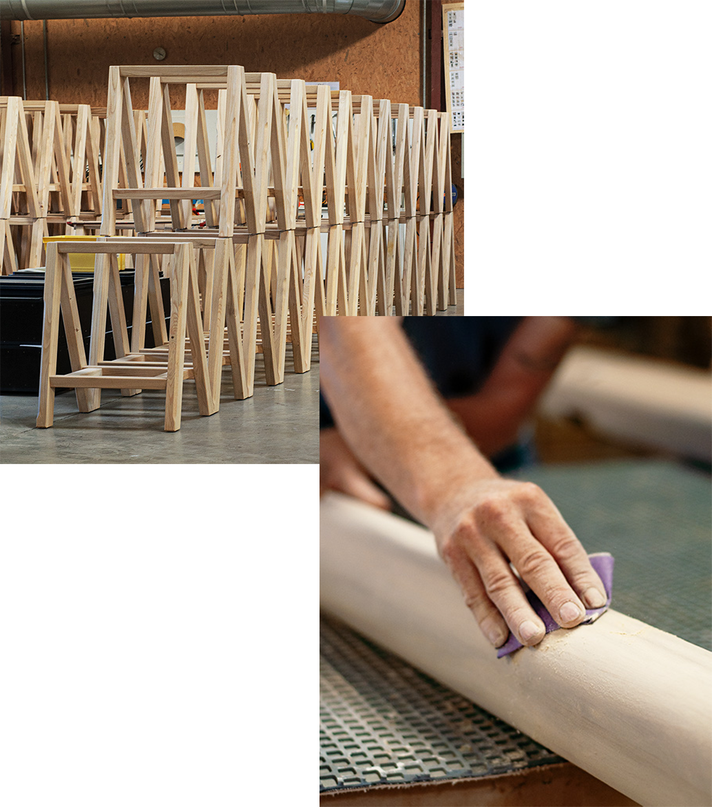 fabrication de mobilier en bois dans un atelier 